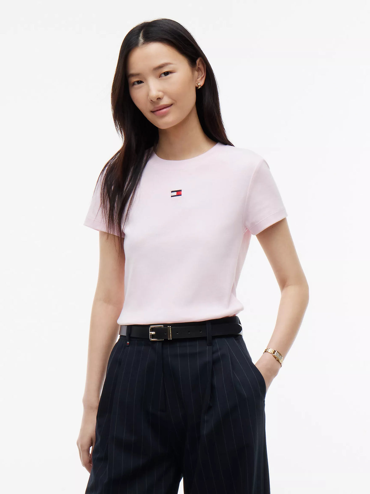 Tommy 女生 迷你旗子短T - 淺粉
