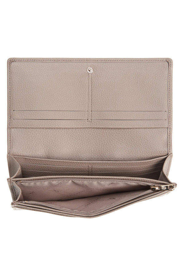 Longchamp La Foulonne 真皮翻蓋長夾 奶茶灰