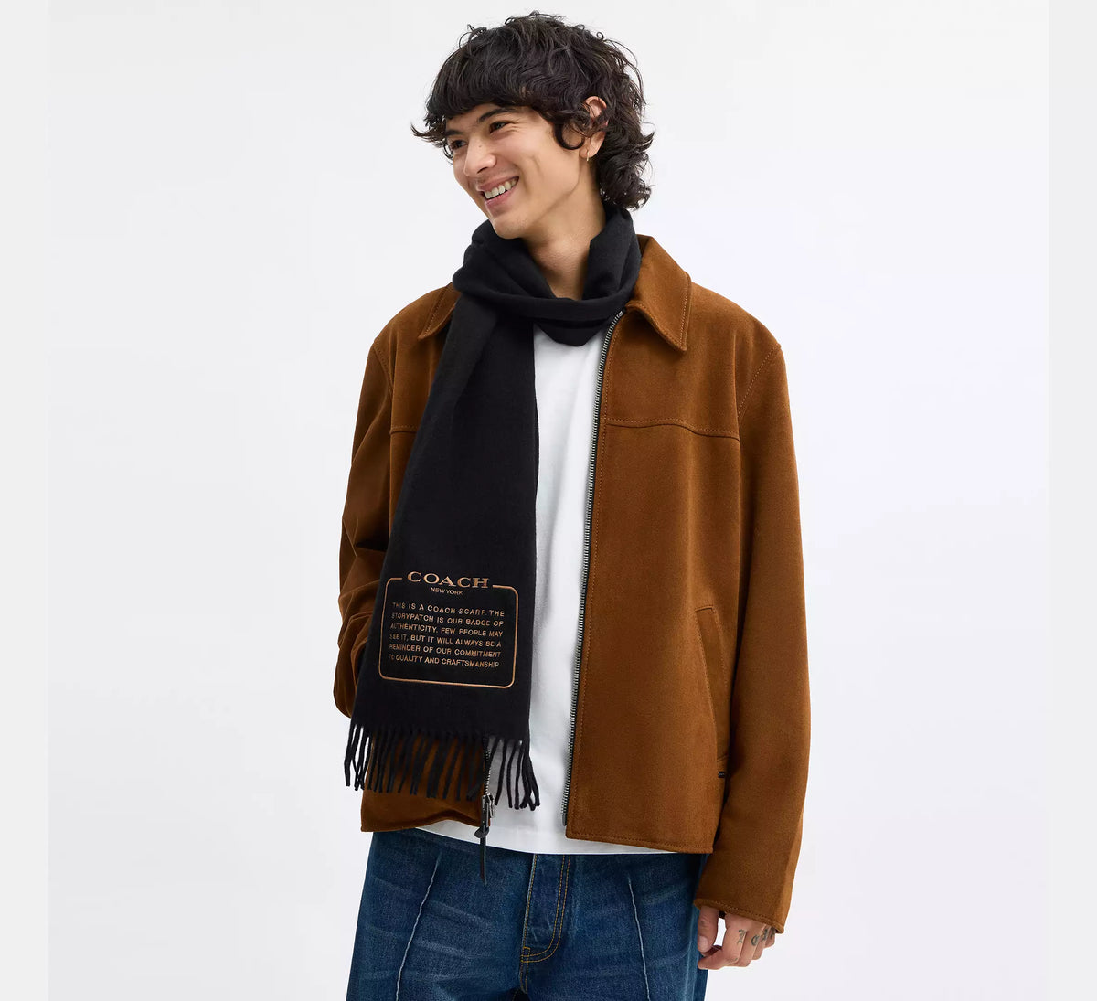 Coach Outlet 100％科社米爾羊毛圍巾 - 黑色