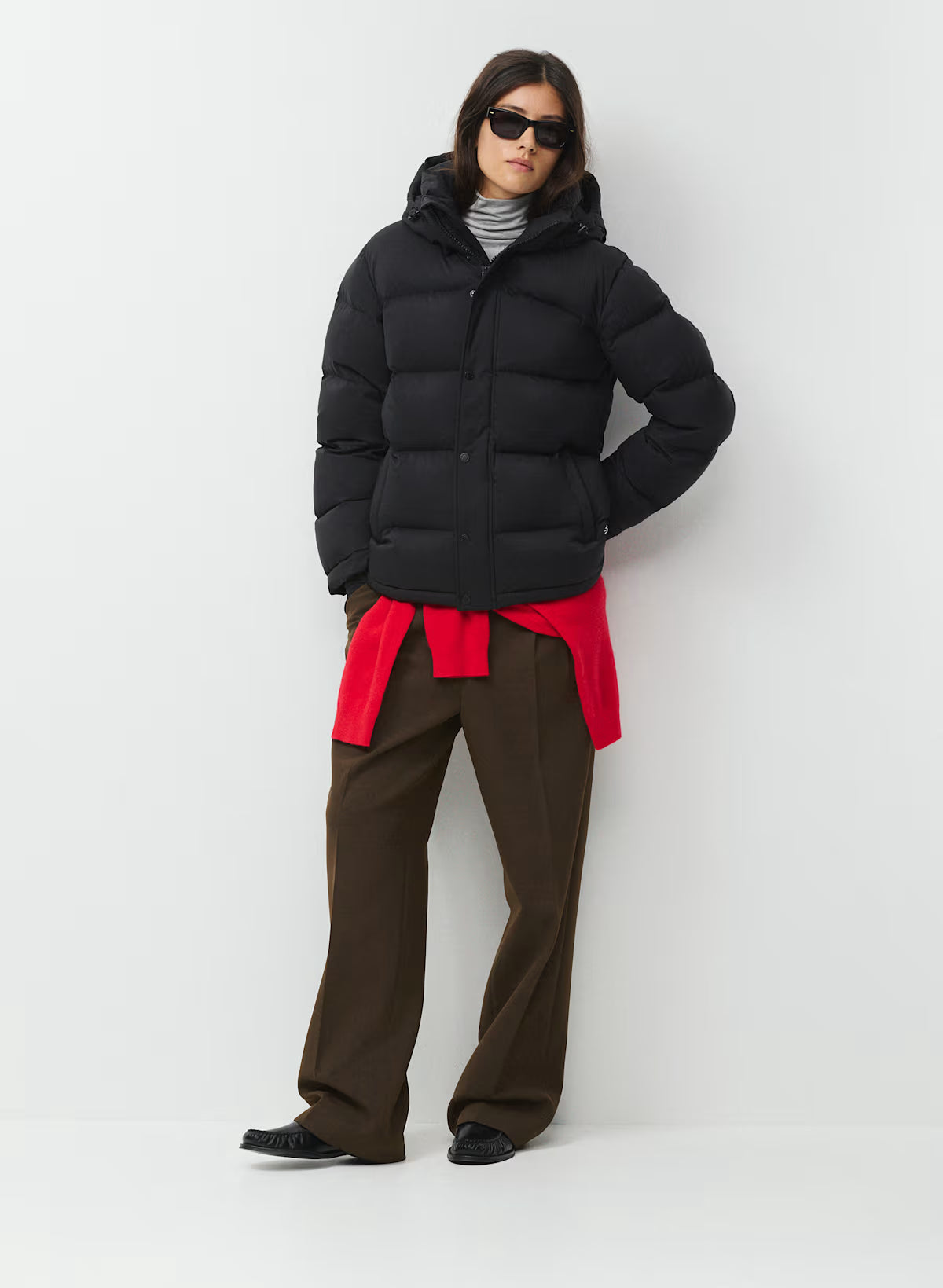 Aritzia 女生 Superpuff 五格真羽絨外套 800 - 霧面黑 - Black