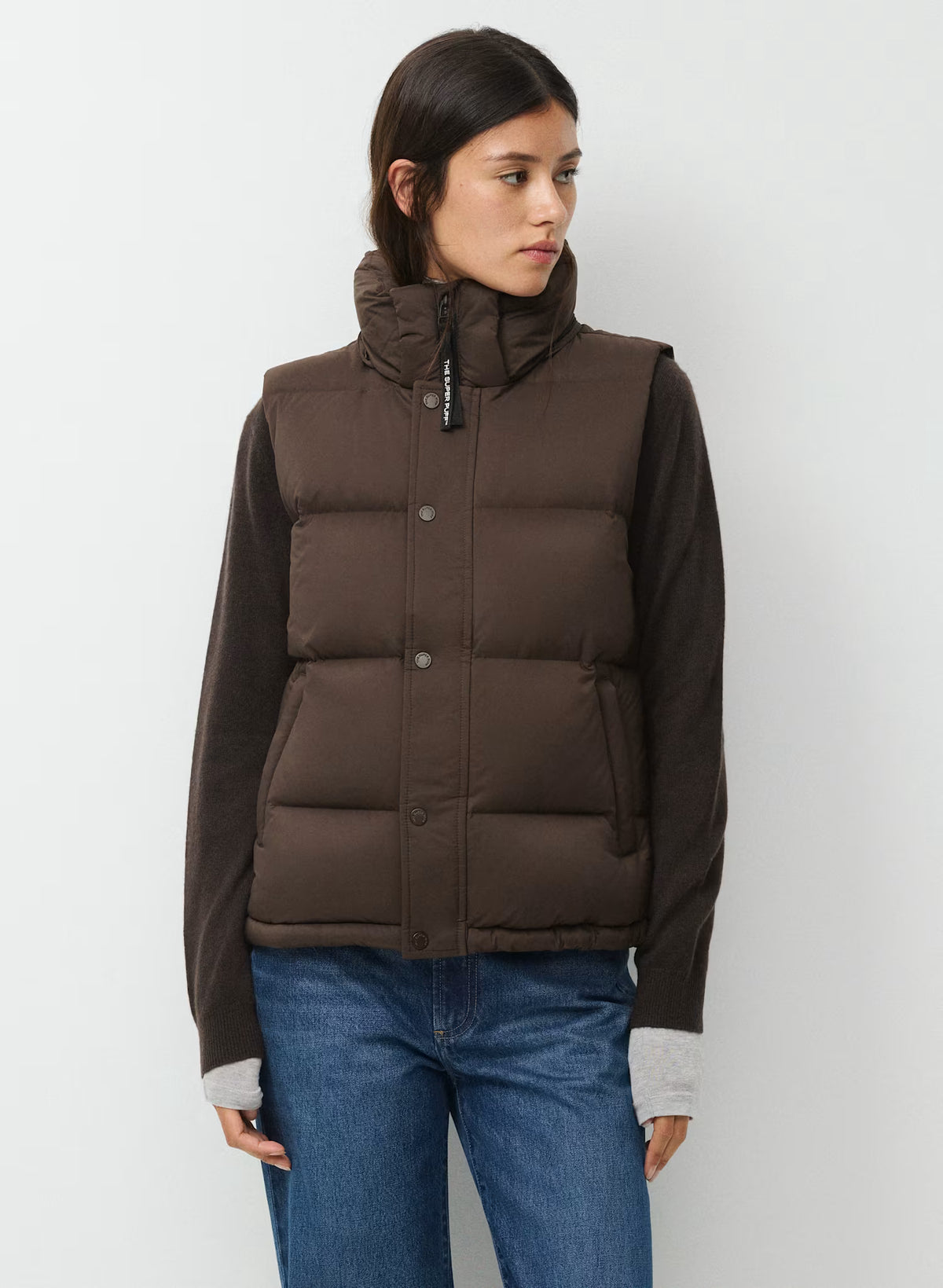 Aritzia 女生 Superpuff 五格真羽絨背心 800 - 巧克力色 - Rich Mocha Brown