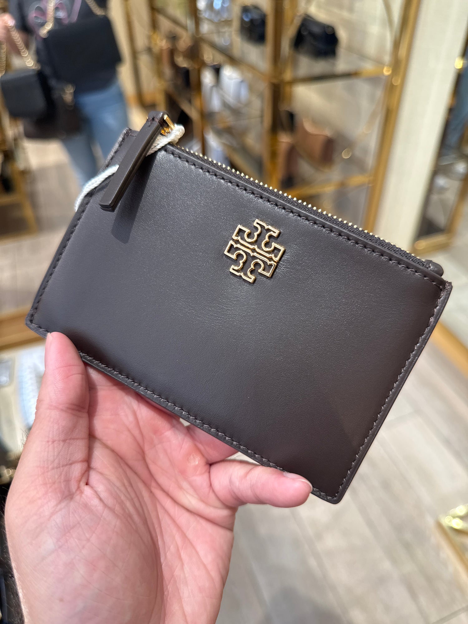 [NG商品] TB outlet 平滑皮拉鏈夾 黑色