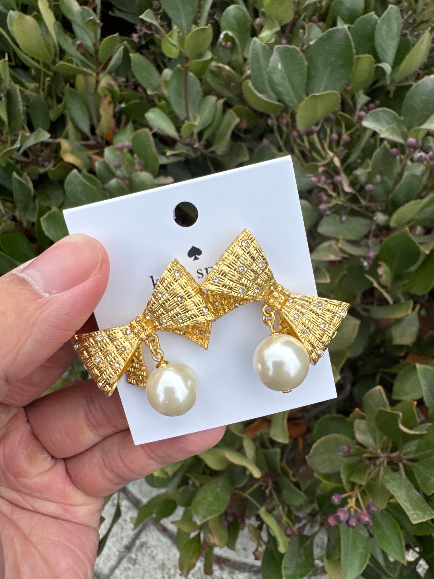 KS outlet 復古金蝴蝶珍珠耳環