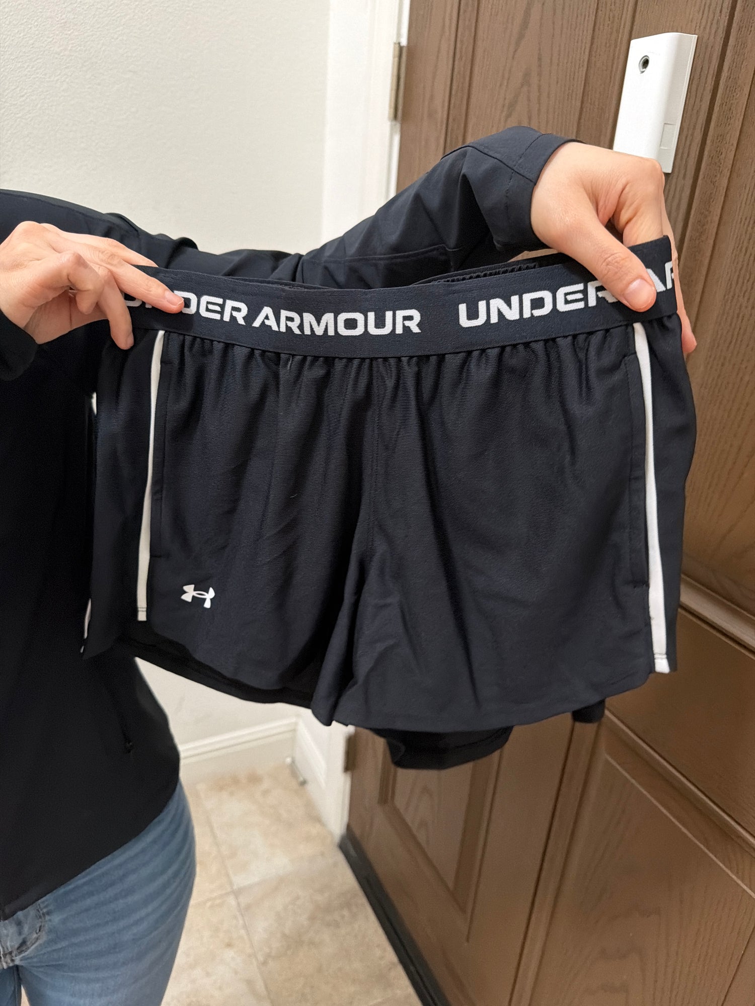 UA專櫃 女生 Play up 短褲 黑色 XS