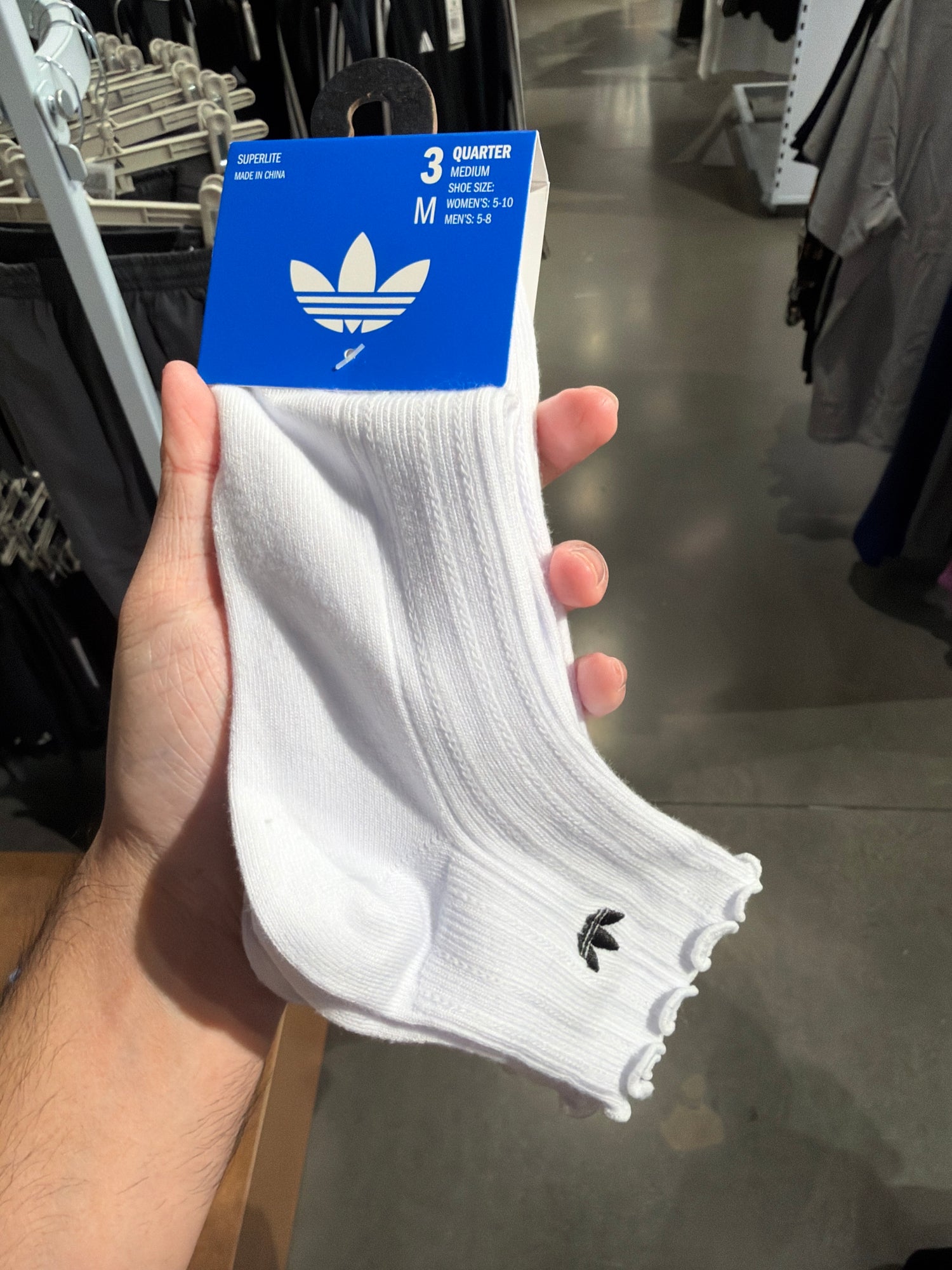 Adidas 加購商品 襪子三雙組 木耳白