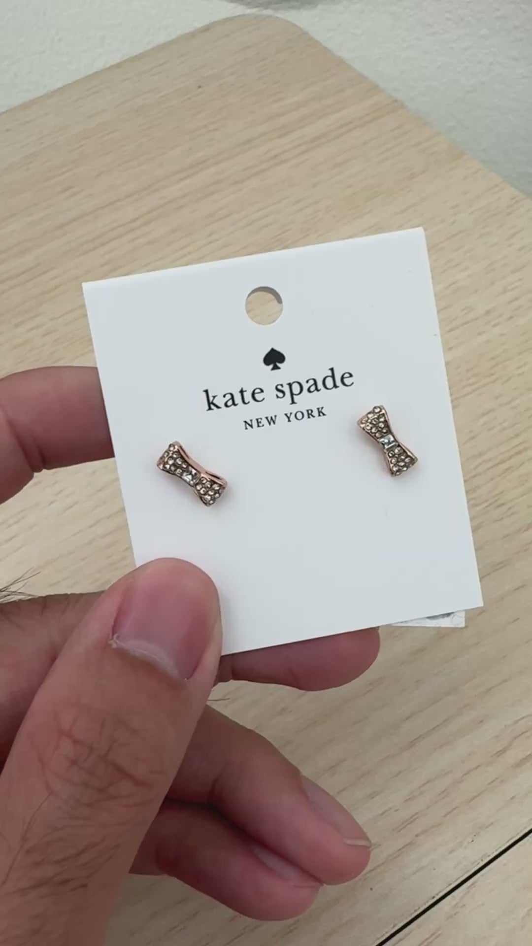 KS outlet 小蝴蝶結耳針 玫瑰金