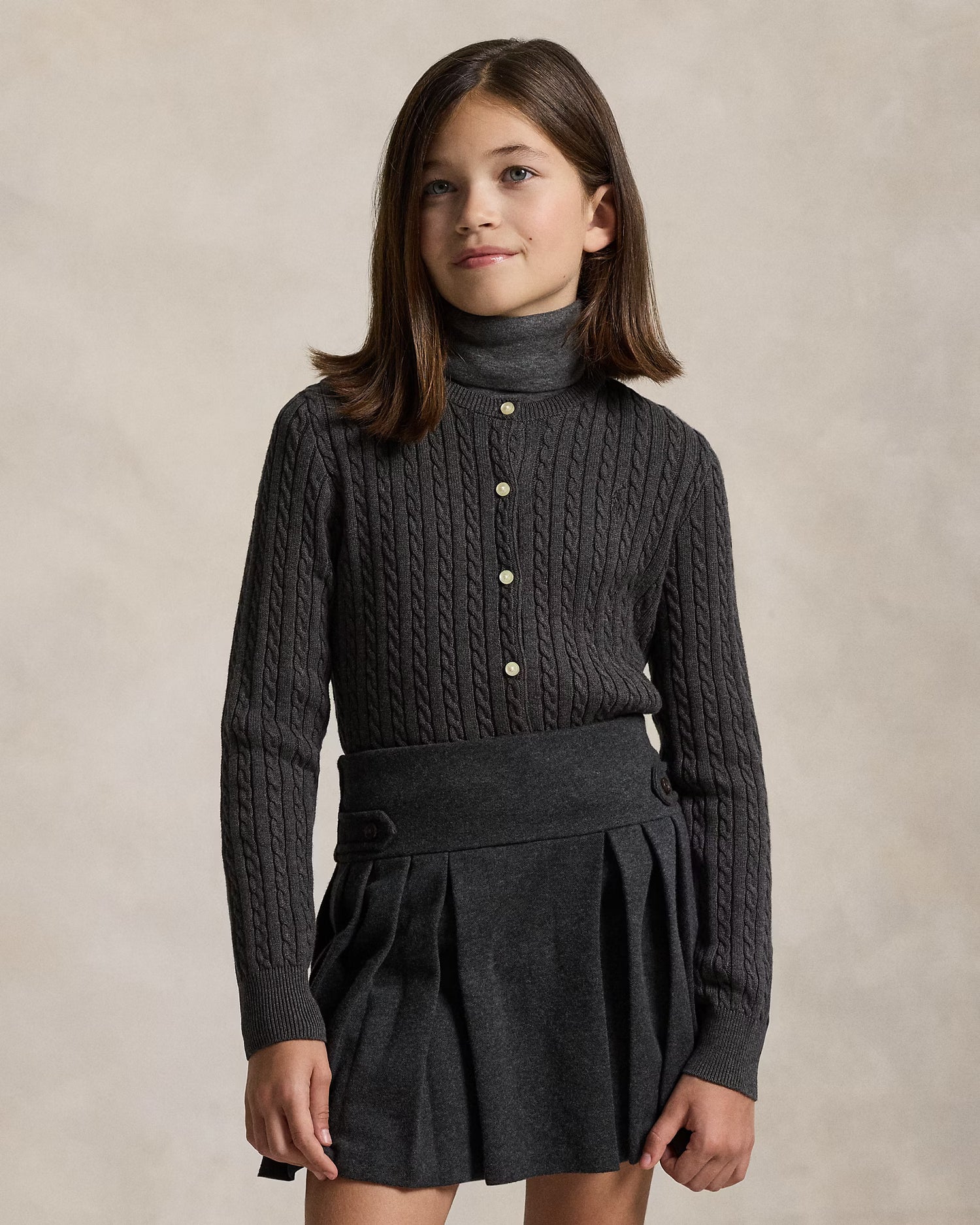 RL女大童 針織麻花罩衫