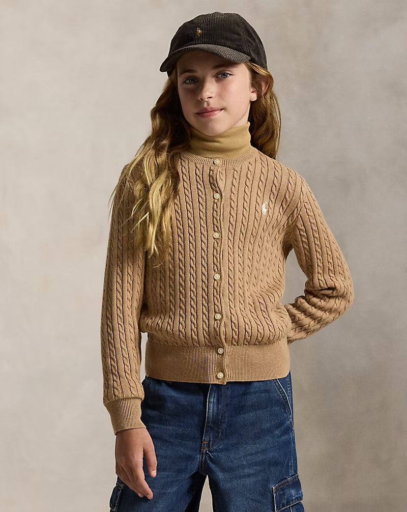 RL女大童 針織麻花罩衫