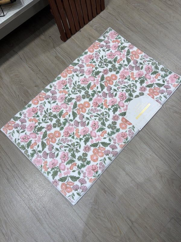 居家 地墊粉紅紅小花